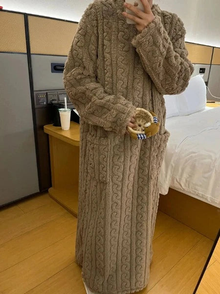 Bathrobe Women's Bathrobe Coral Padded Pajamas Dress Winter College Students