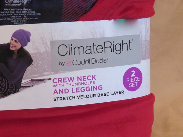 New Women’s Climate Right Cuddl Duds Red Long Sleeve Shirt Plaid Leggings Pajama