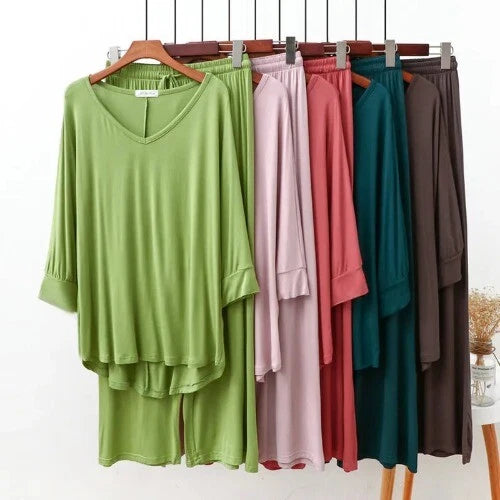 Loose Fat MM Homewear Casual Modal Cotton Spring Pajamas Long Sleeve Home Suit