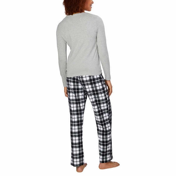 NWT!! Calvin Klein Women's Fleece PJ Set, Black/Blue/Red