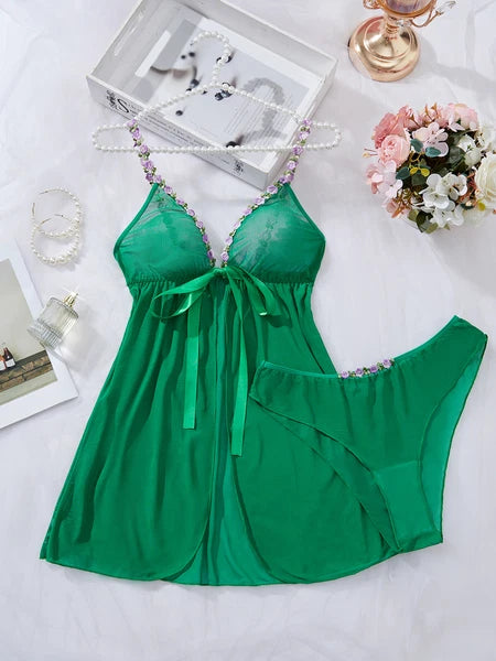 Sexy Women's Lingerie Floral Lace Sleepwear Underwear Dress See-Thru Babydoll US