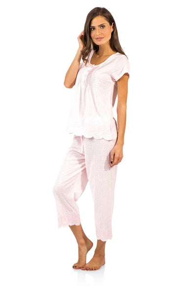 Casual Nights Women's Short Sleeve Floral Capri Pajama Set