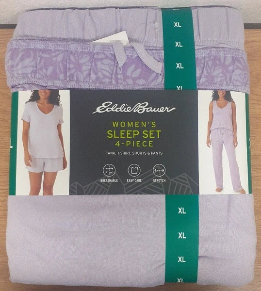 Eddie Bauer Womens Set 4-pc shorts, pants, tank, t-shirt Christmas Gift Pyjamas