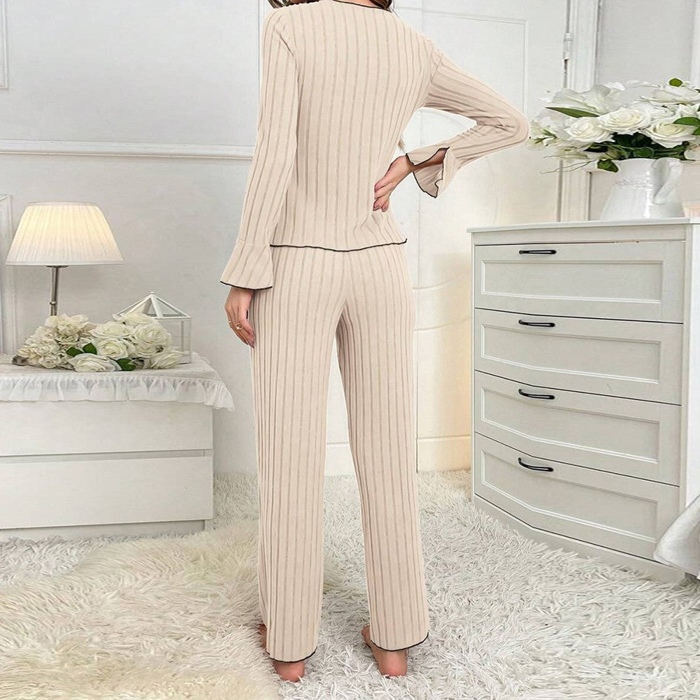 Home Relaxation Essentials Elegant Women's Autumn & Winter Two Piece Pajama Set