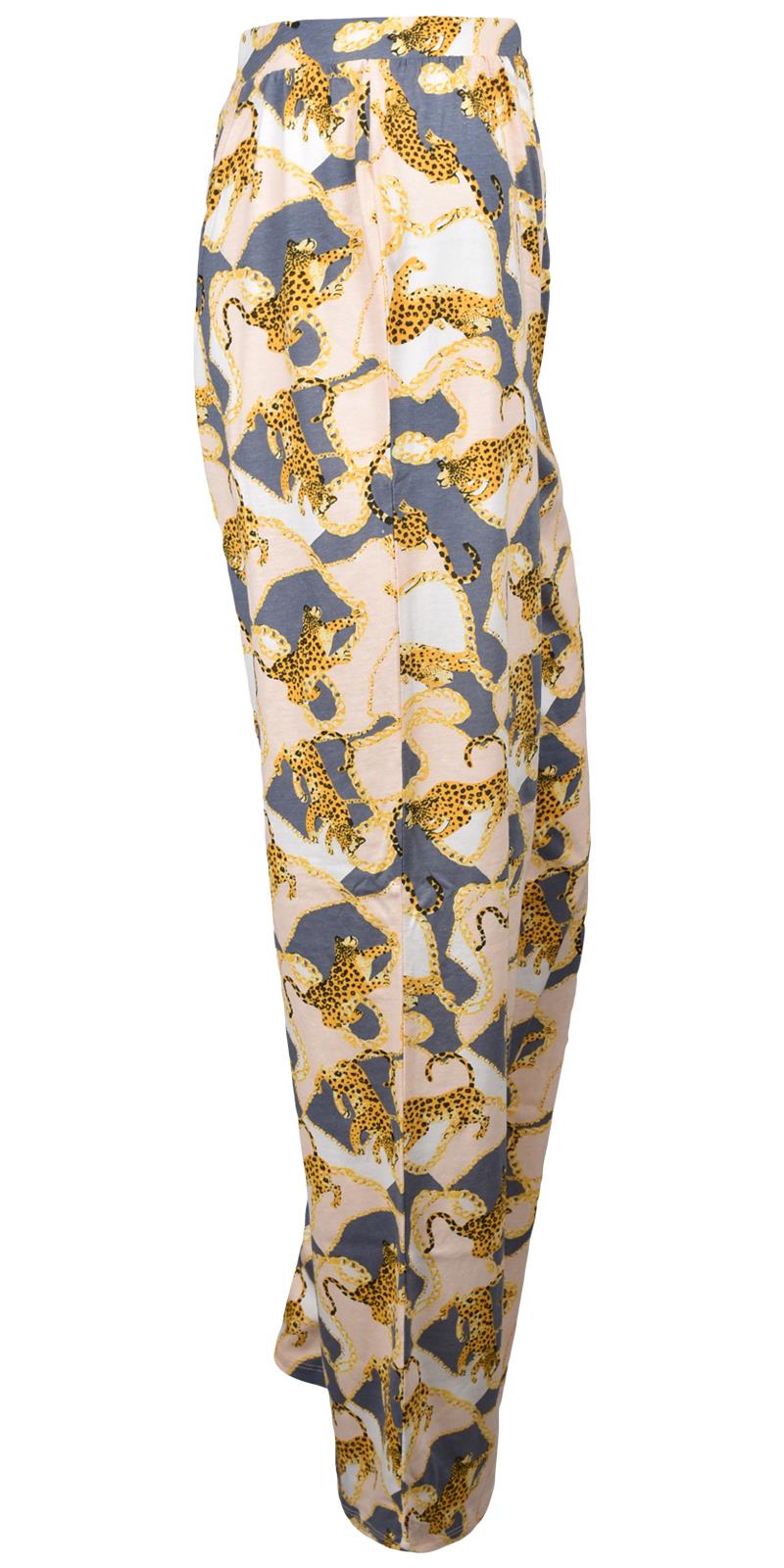 Ladies Pyjama Set Leopard Printed Womens Sleepwear Sleeveless PJS Vest Nightwear