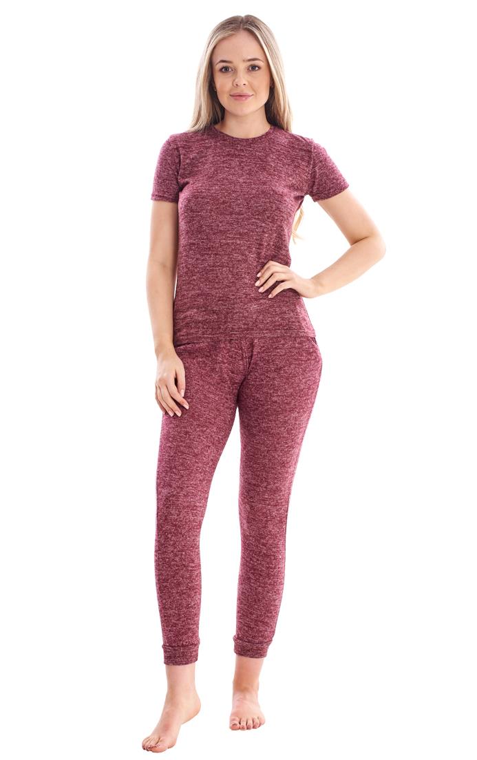 Ladies Stretch Short Sleeve Loungewear PJ'S Pockets Pyjama Set