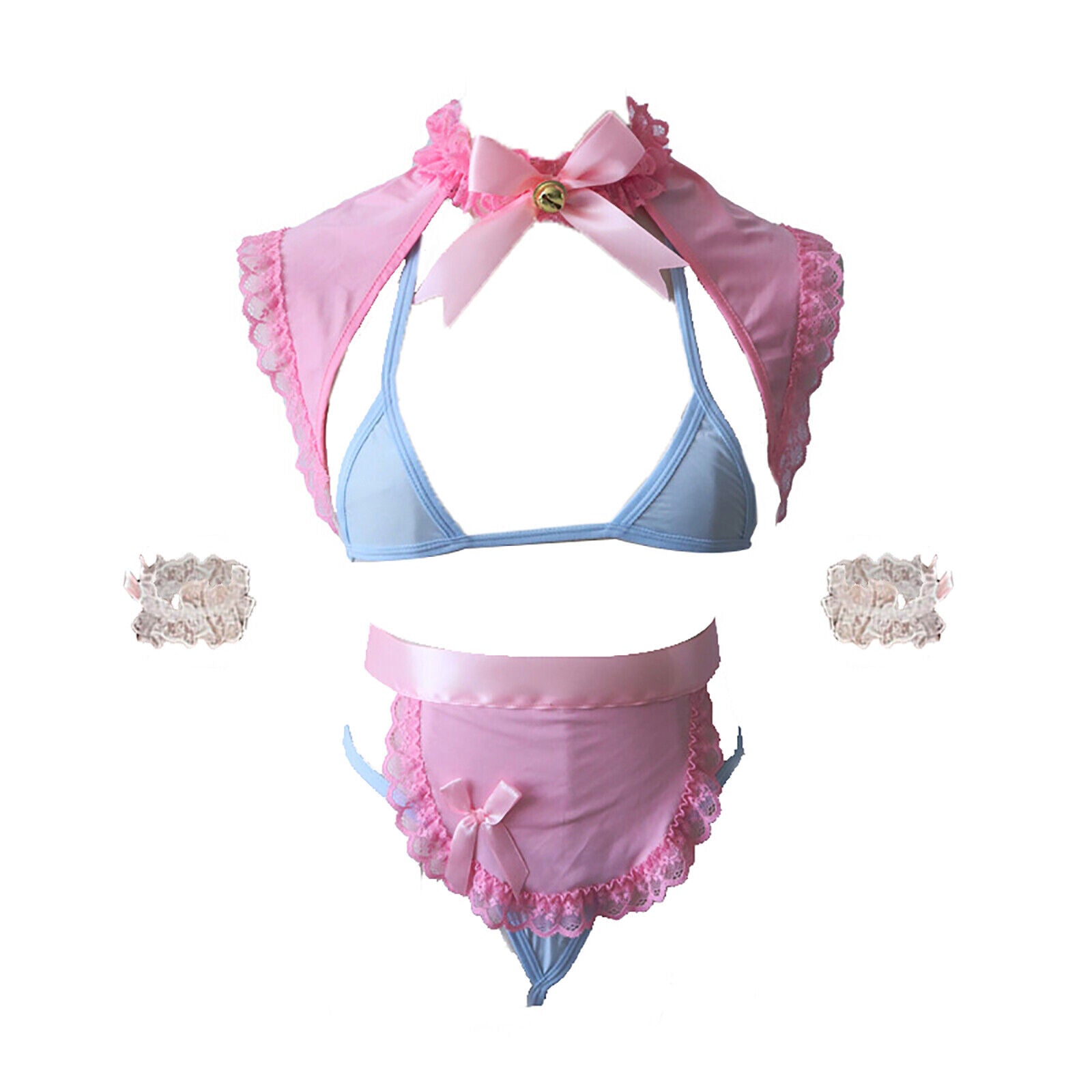 Women's Sexy Japanese Anime Maid Cosplay Costumes Teddy Lingerie Set Nightwear