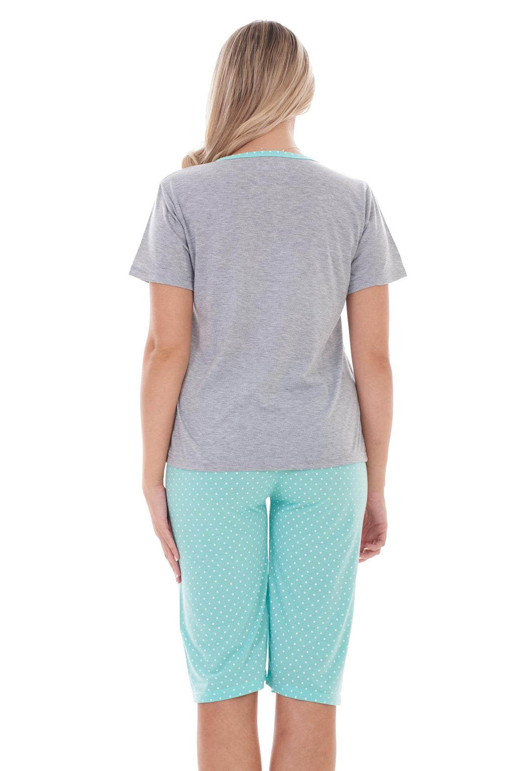 Ladies Cropped Pyjama Set Short Summer Polka Soft Motif Bunny PJs M to XXL