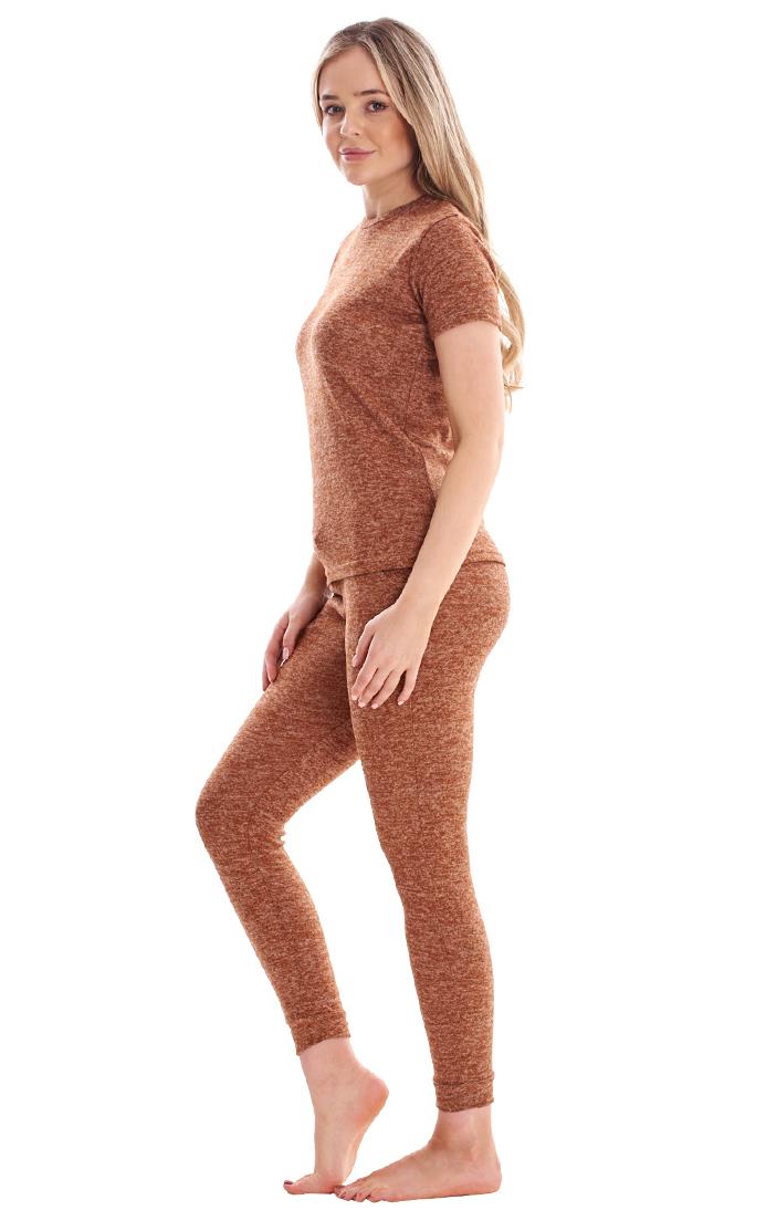 Ladies Stretch Short Sleeve Loungewear PJ'S Pockets Pyjama Set