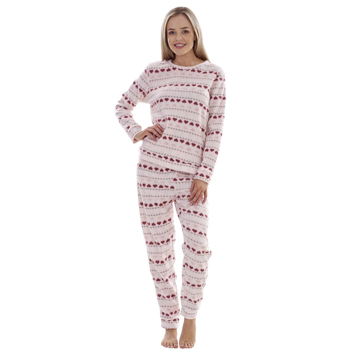Ladies Fleece Pyjamas Printed Winter Warm PJ'S Nightwear RRP £20