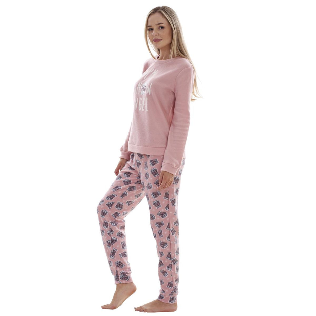Ladies Fleece Pyjamas Printed Winter Warm PJ'S Nightwear RRP £20
