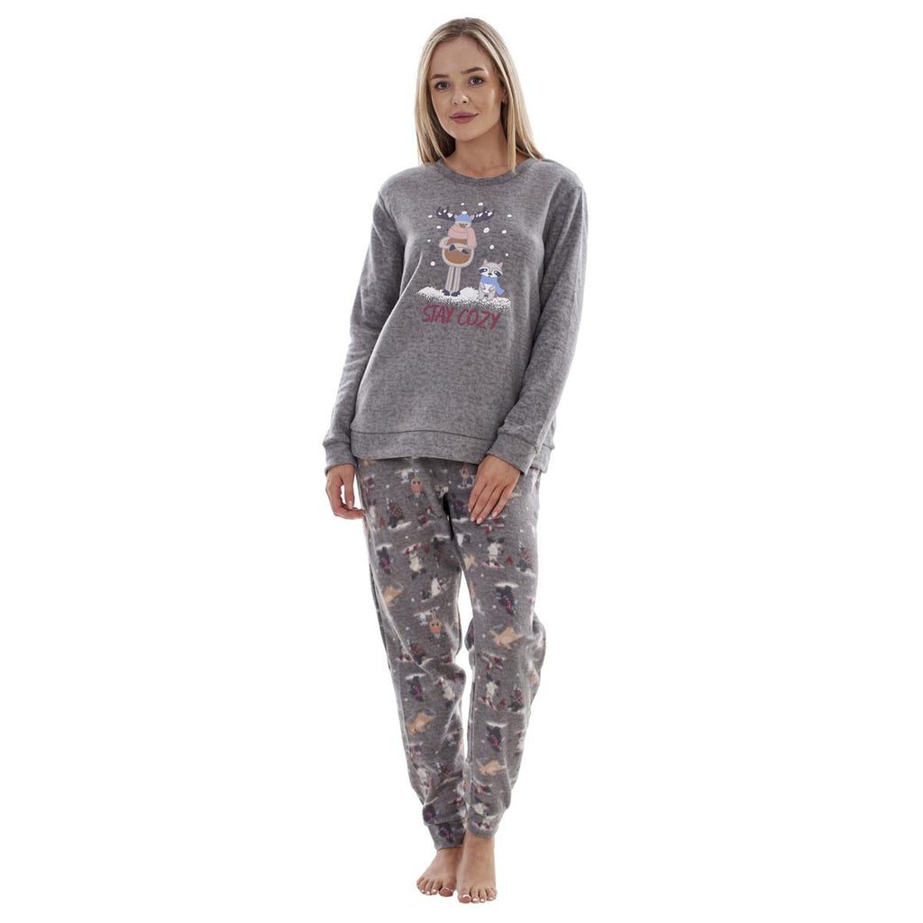 Ladies Fleece Pyjamas Printed Winter Warm PJ'S Nightwear RRP £20