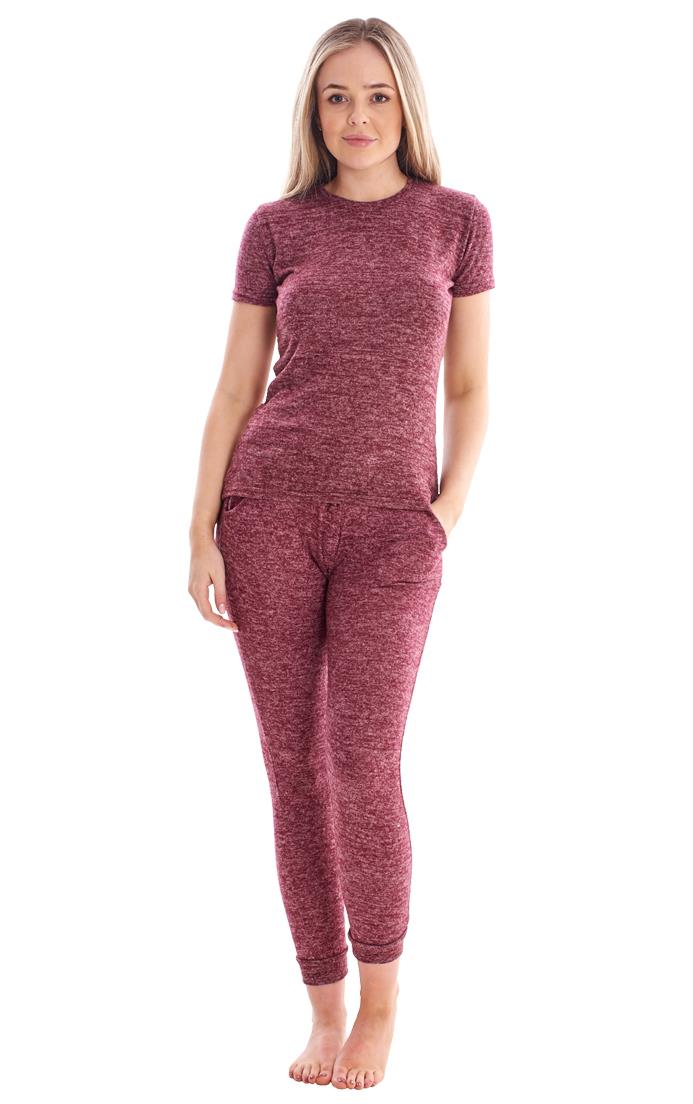 Ladies Stretch Short Sleeve Loungewear PJ'S Pockets Pyjama Set