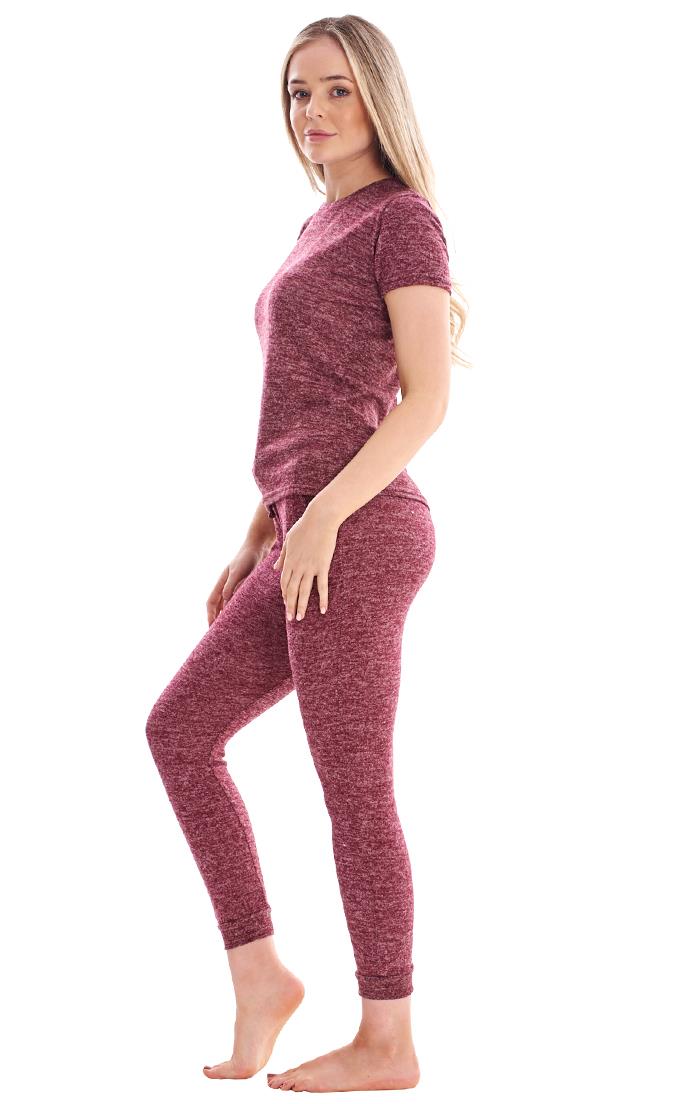 Ladies Stretch Short Sleeve Loungewear PJ'S Pockets Pyjama Set