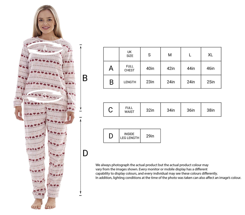 Ladies Fleece Pyjamas Printed Winter Warm PJ'S Nightwear RRP £20