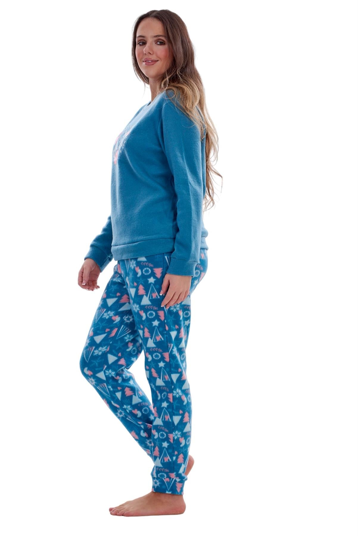 Ladies Fleece Pyjamas Printed Winter Warm PJ'S Nightwear RRP £20