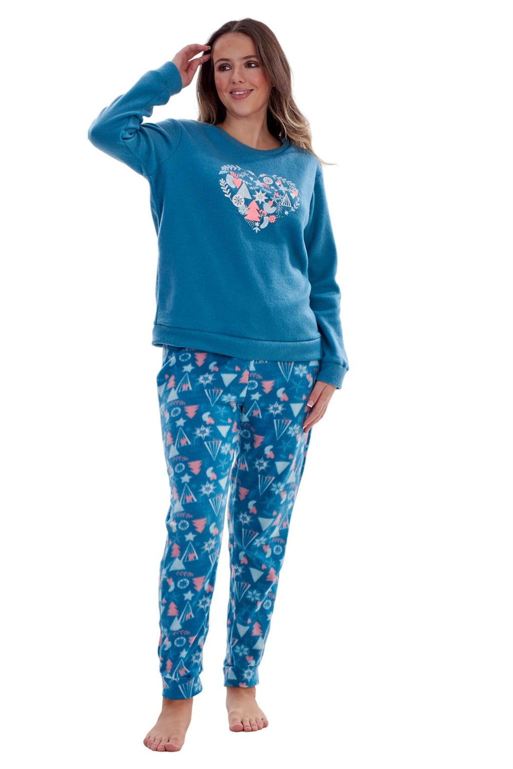 Ladies Fleece Pyjamas Printed Winter Warm PJ'S Nightwear RRP £20