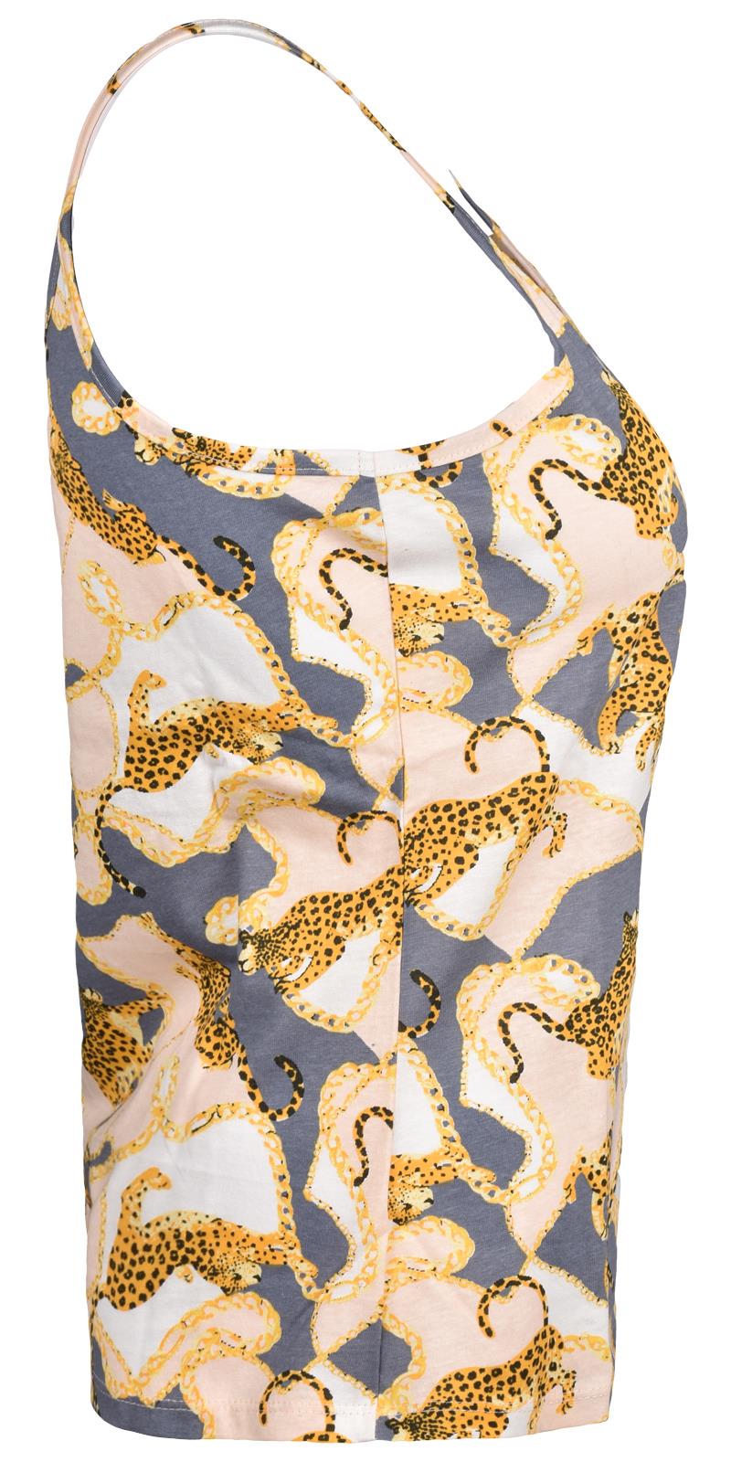 Ladies Pyjama Set Leopard Printed Womens Sleepwear Sleeveless PJS Vest Nightwear