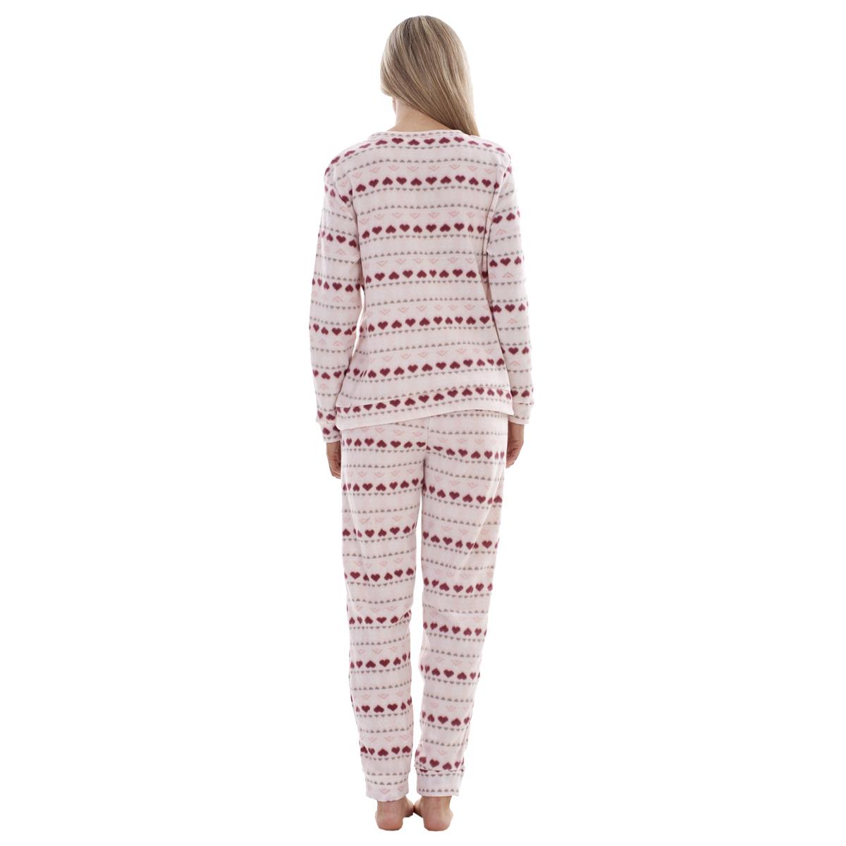 Ladies Fleece Pyjamas Printed Winter Warm PJ'S Nightwear RRP £20