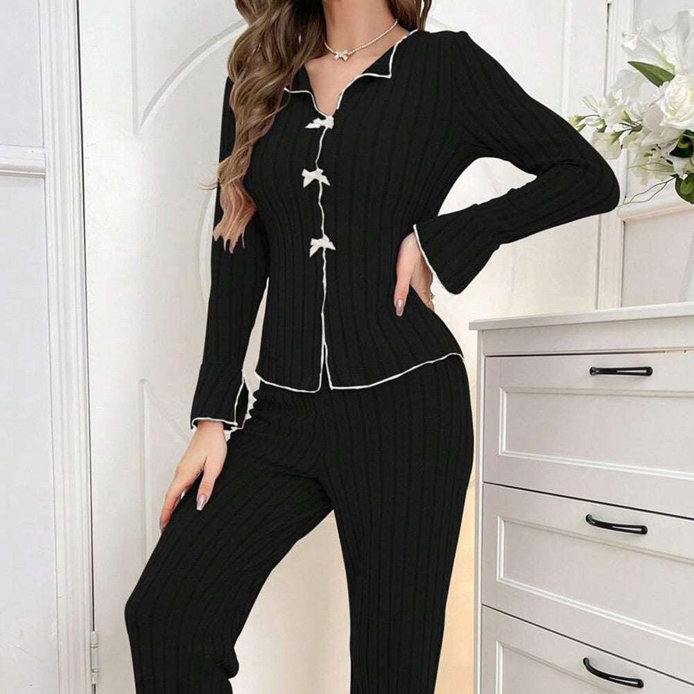 Home Relaxation Essentials Elegant Women's Autumn & Winter Two Piece Pajama Set