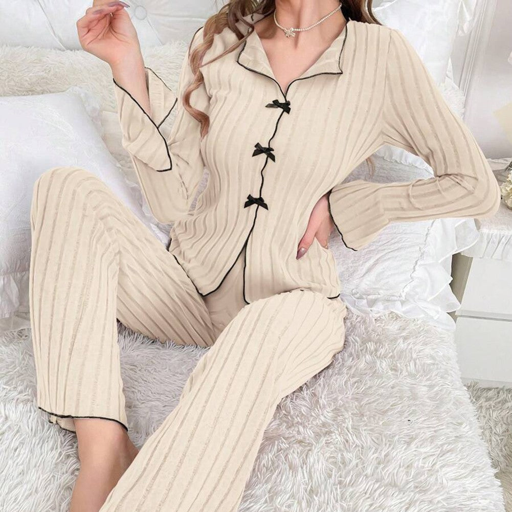 Home Relaxation Essentials Elegant Women's Autumn & Winter Two Piece Pajama Set