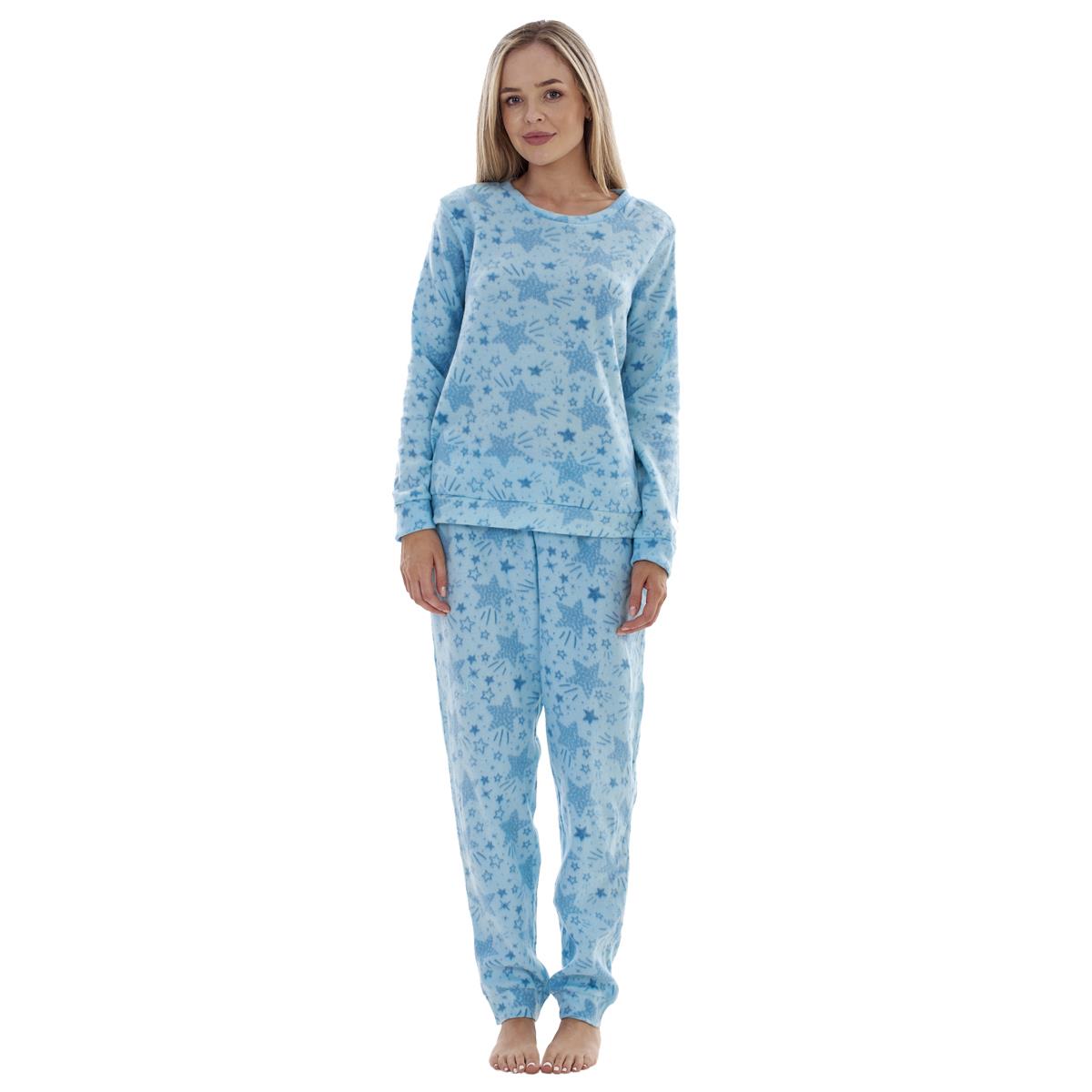 Ladies Fleece Pyjamas Printed Winter Warm PJ'S Nightwear RRP £20