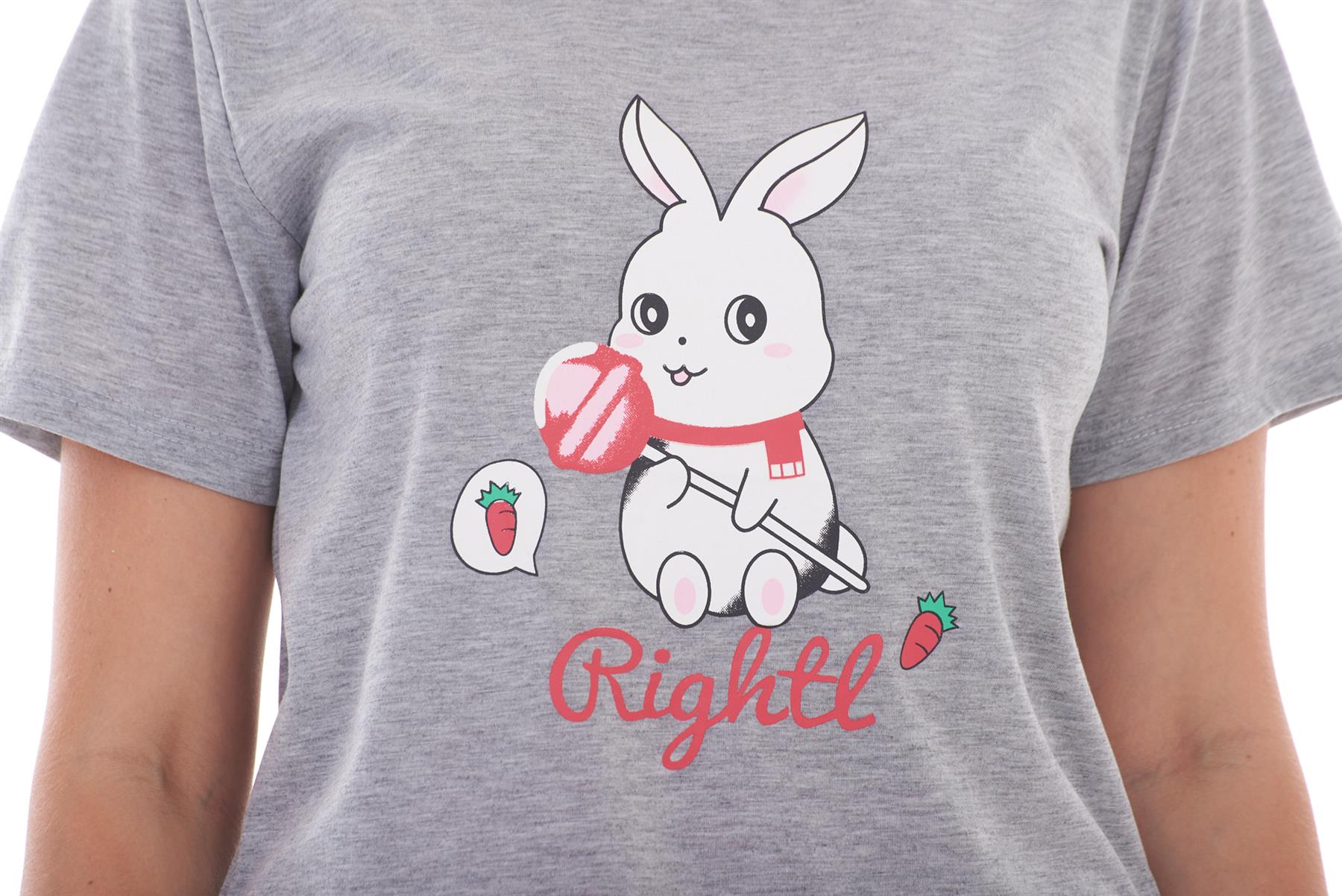 Ladies Cropped Pyjama Set Short Summer Polka Soft Motif Bunny PJs M to XXL