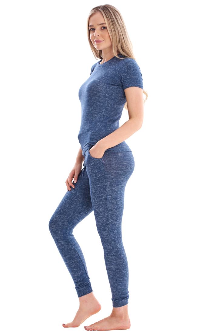 Ladies Stretch Short Sleeve Loungewear PJ'S Pockets Pyjama Set