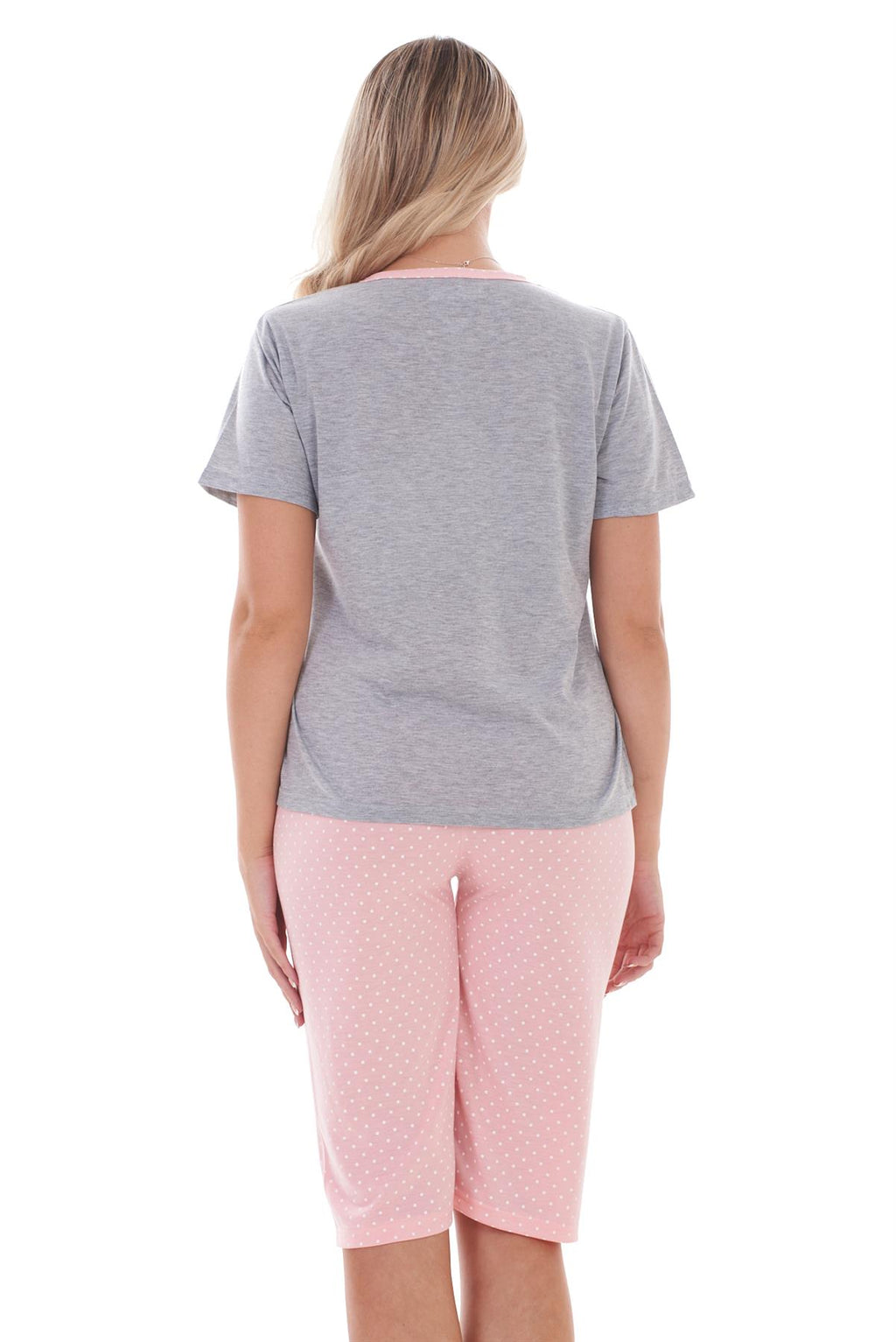 Ladies Cropped Pyjama Set Short Summer Polka Soft Motif Bunny PJs M to XXL