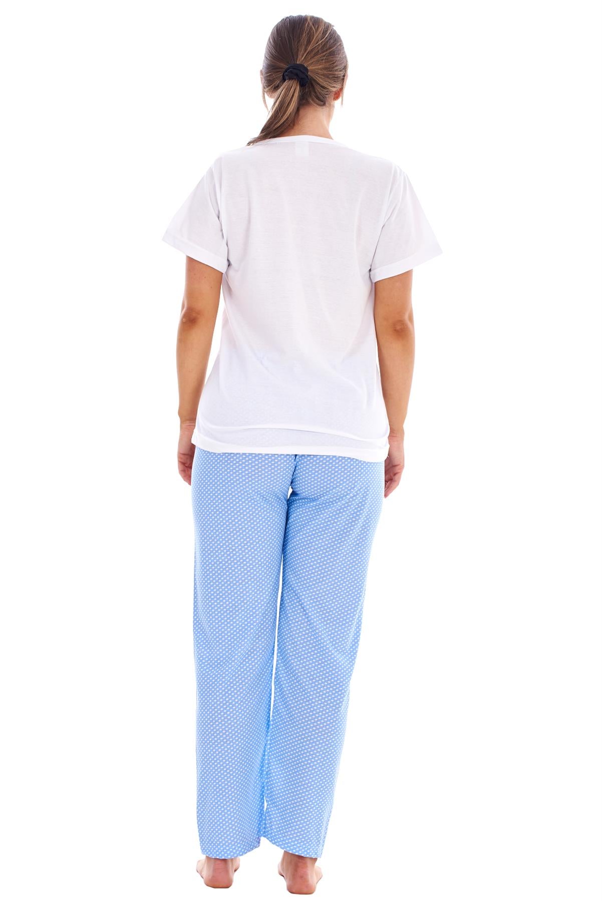 Women’s Pyjamas Set Short Sleeve Top & Full Length Pants Sleepwear Nightwear
