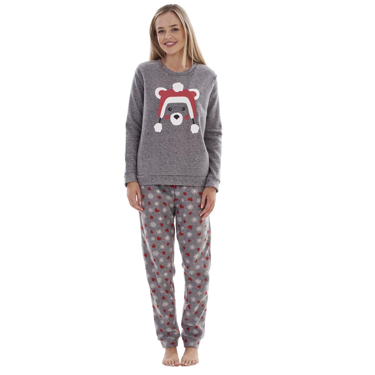 Ladies Fleece Pyjamas Printed Winter Warm PJ'S Nightwear RRP £20