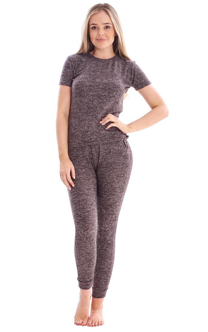 Ladies Stretch Short Sleeve Loungewear PJ'S Pockets Pyjama Set