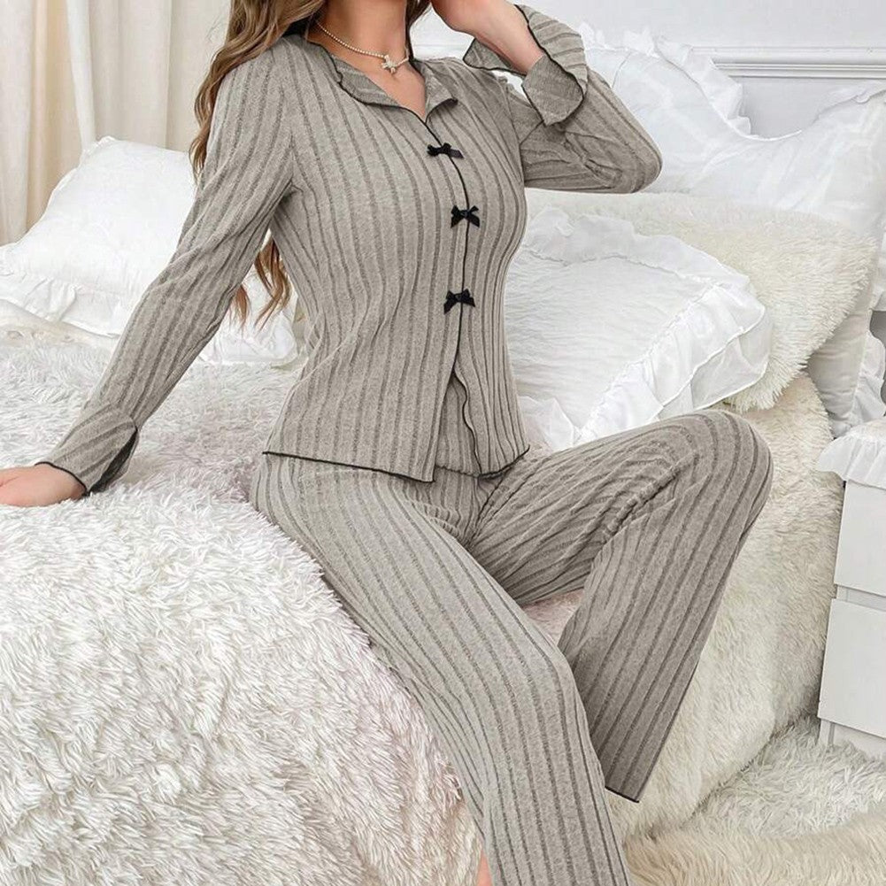 Home Relaxation Essentials Elegant Women's Autumn & Winter Two Piece Pajama Set
