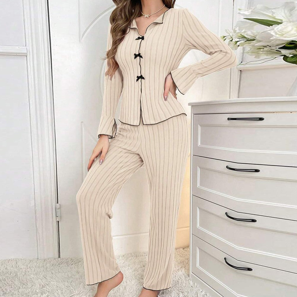 Home Relaxation Essentials Elegant Women's Autumn & Winter Two Piece Pajama Set