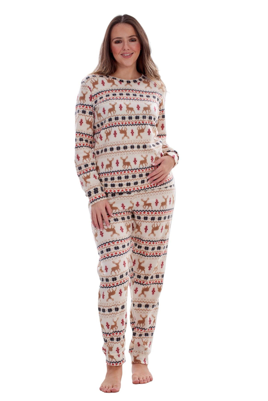 Ladies Fleece Pyjamas Printed Winter Warm PJ'S Nightwear RRP £20