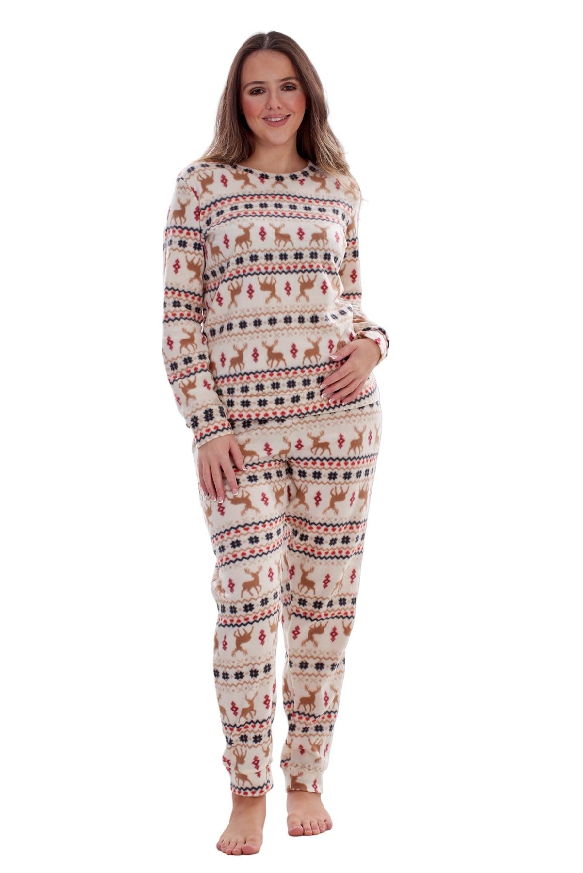 Ladies Fleece Pyjamas Printed Winter Warm PJ'S Nightwear RRP £20