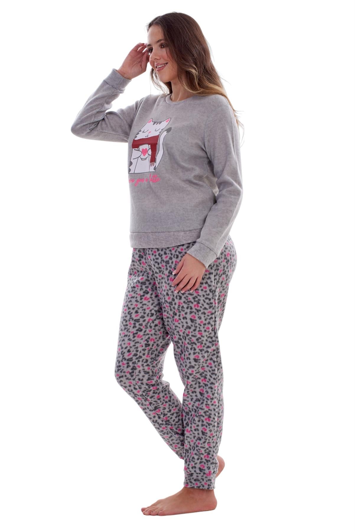 Ladies Fleece Pyjamas Printed Winter Warm PJ'S Nightwear RRP £20