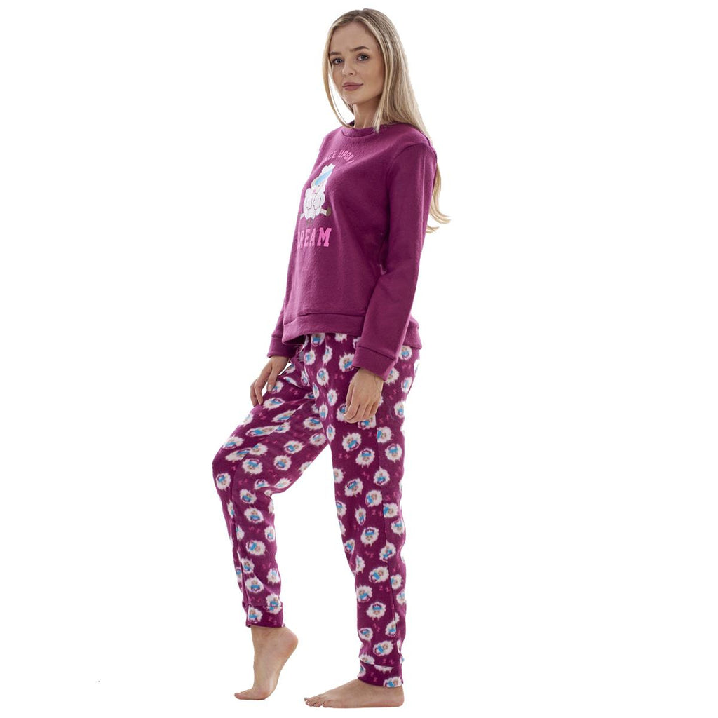 Ladies Fleece Pyjamas Printed Winter Warm PJ'S Nightwear RRP £20