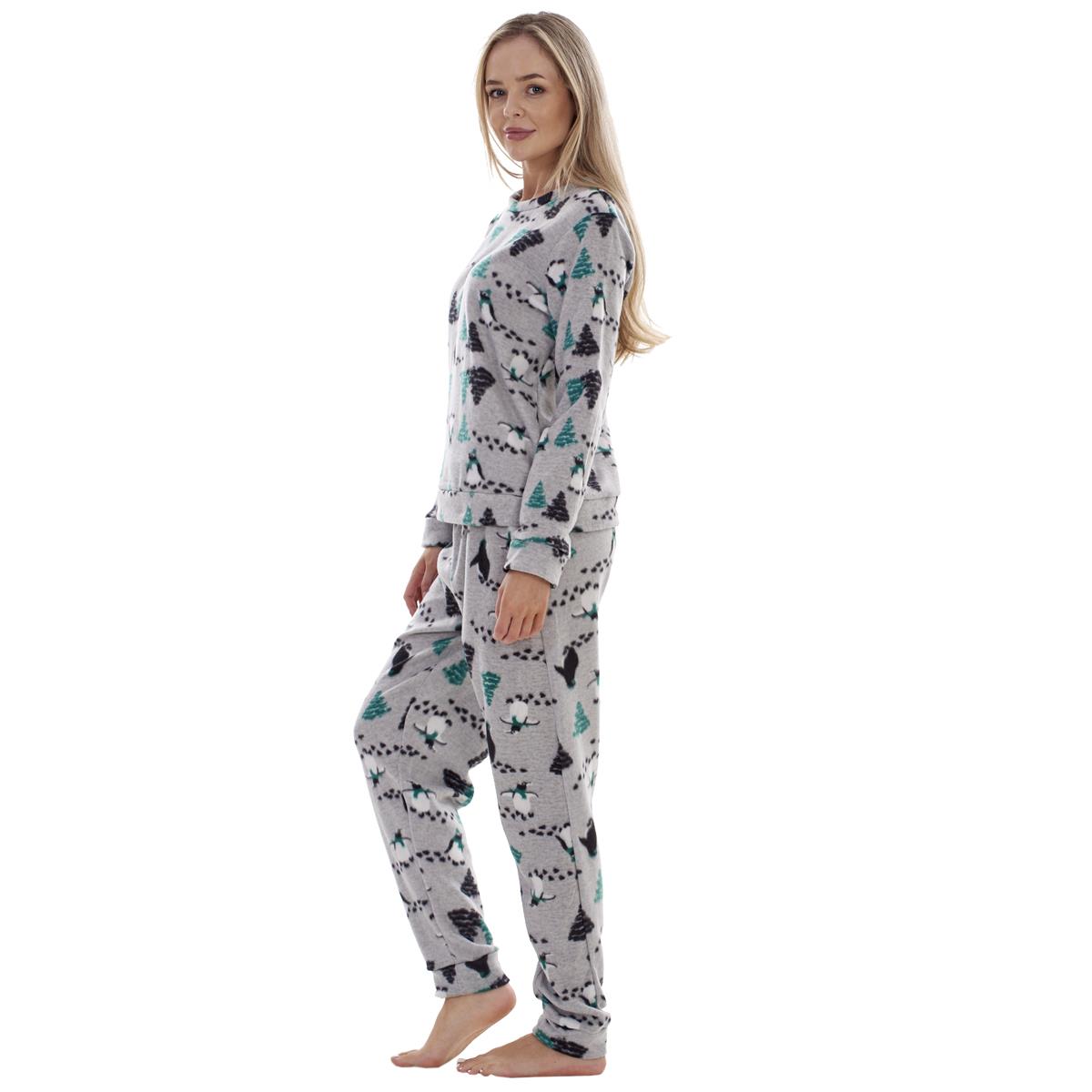 Ladies Fleece Pyjamas Printed Winter Warm PJ'S Nightwear RRP £20