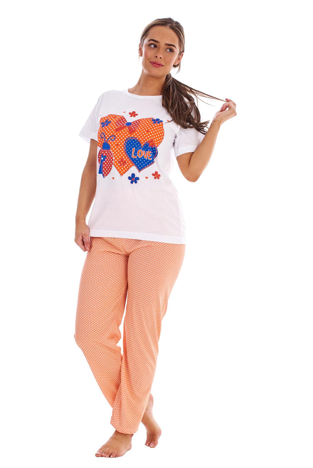 Women’s Pyjamas Set Short Sleeve Top & Full Length Pants Sleepwear Nightwear