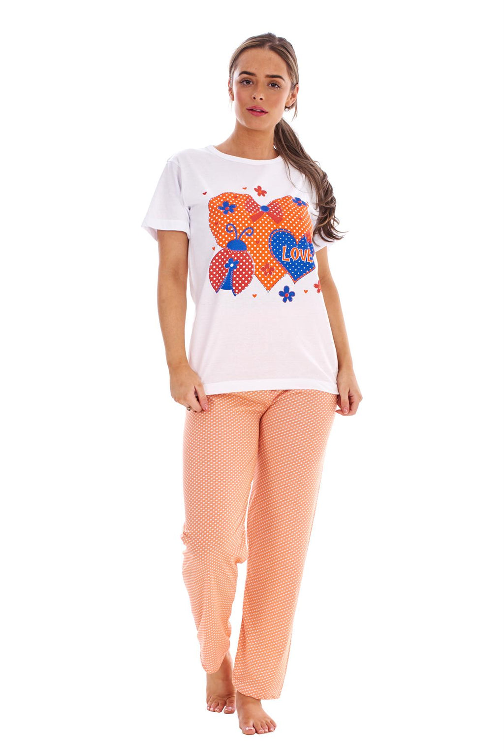 Women’s Pyjamas Set Short Sleeve Top & Full Length Pants Sleepwear Nightwear