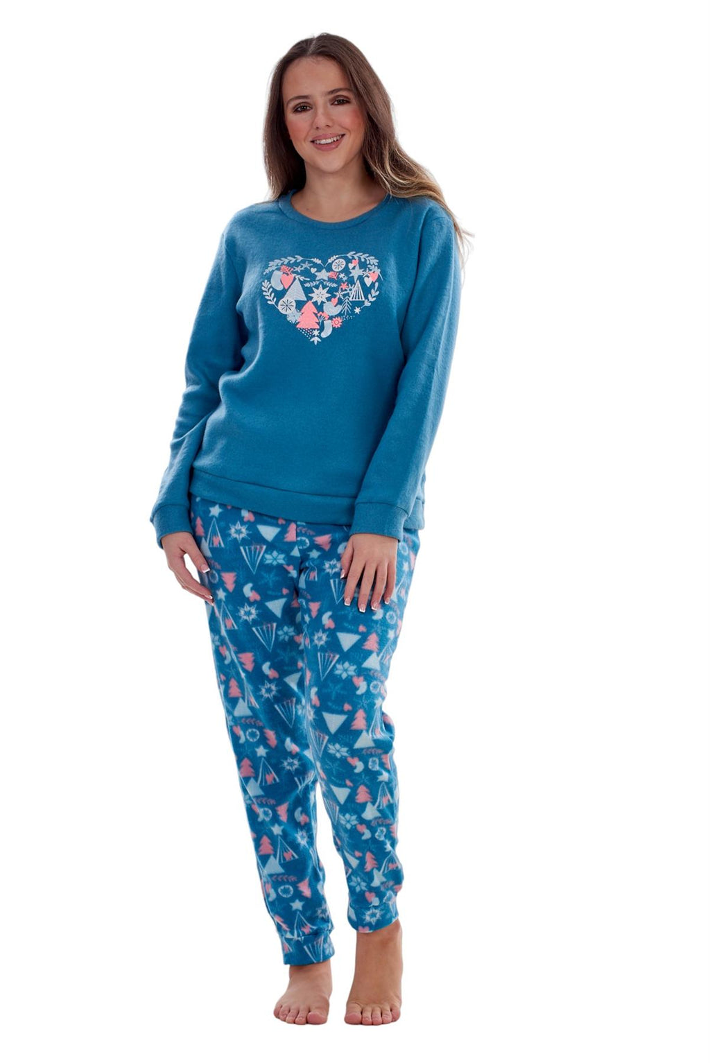 Ladies Fleece Pyjamas Printed Winter Warm PJ'S Nightwear RRP £20