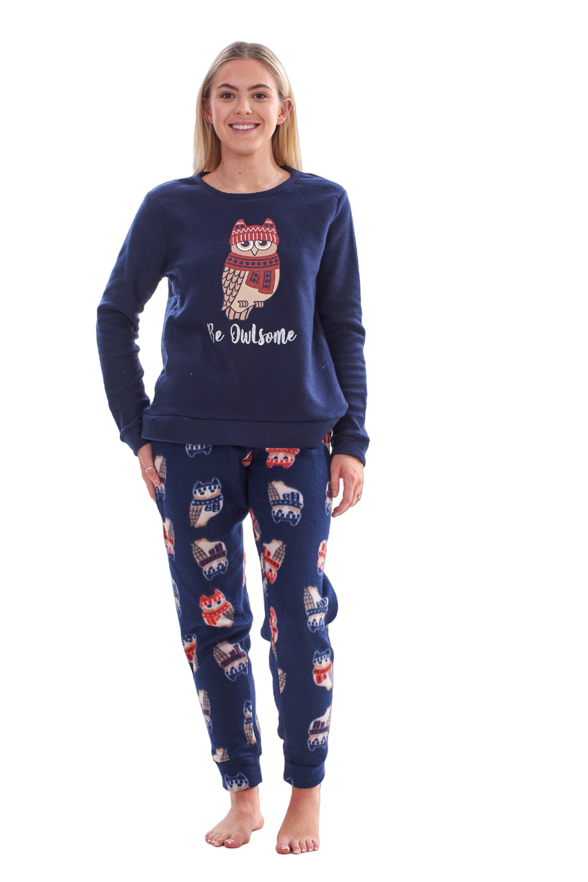 Ladies Fleece Pyjamas Printed Winter Warm PJ'S Nightwear RRP £20
