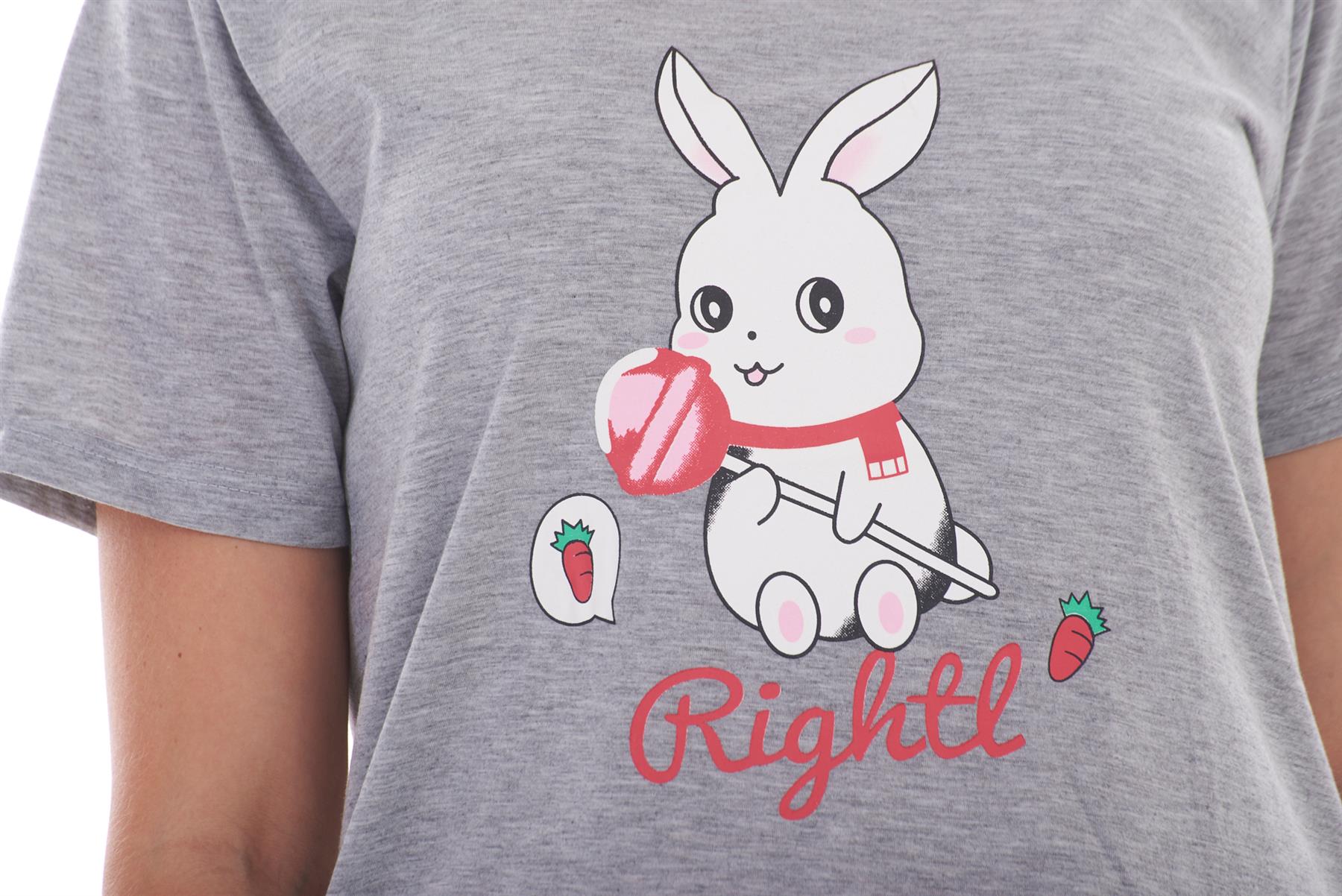 Ladies Cropped Pyjama Set Short Summer Polka Soft Motif Bunny PJs M to XXL