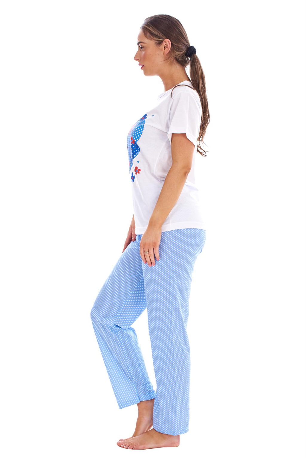 Women’s Pyjamas Set Short Sleeve Top & Full Length Pants Sleepwear Nightwear