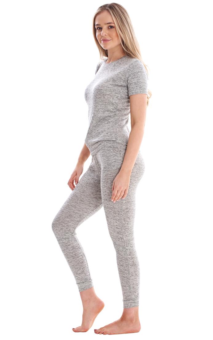 Ladies Stretch Short Sleeve Loungewear PJ'S Pockets Pyjama Set