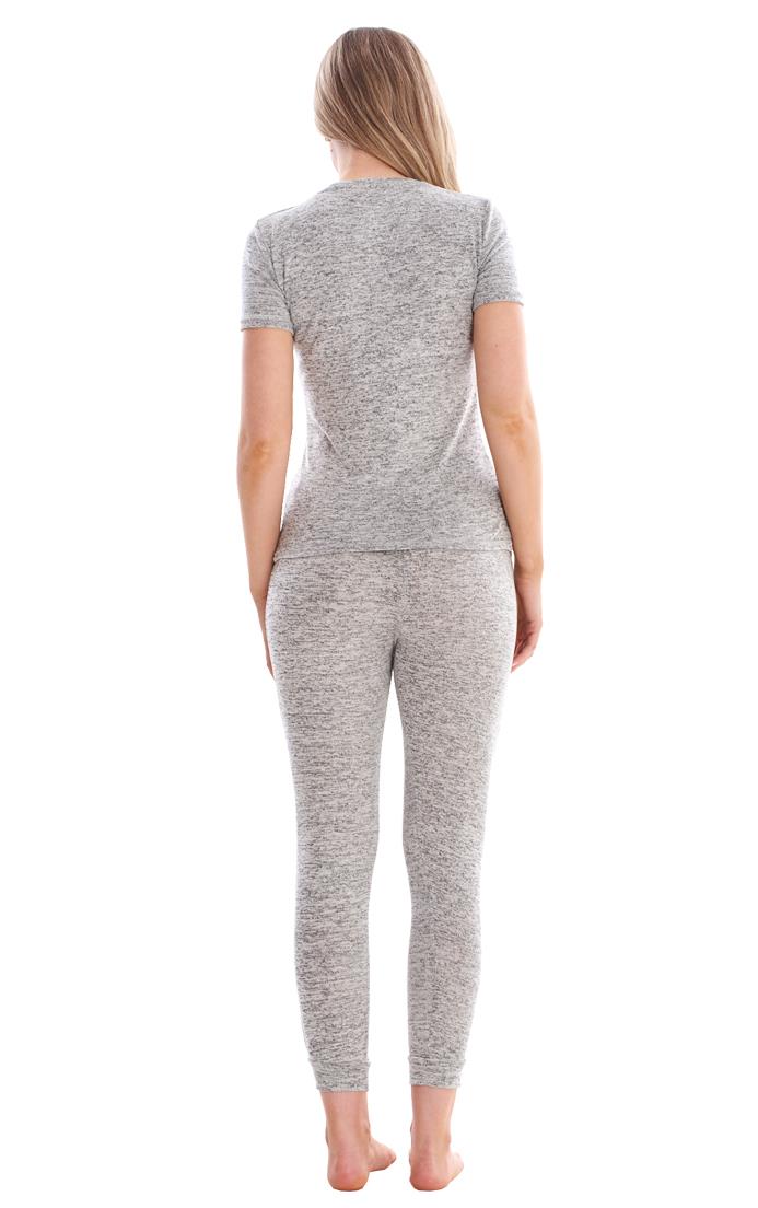 Ladies Stretch Short Sleeve Loungewear PJ'S Pockets Pyjama Set