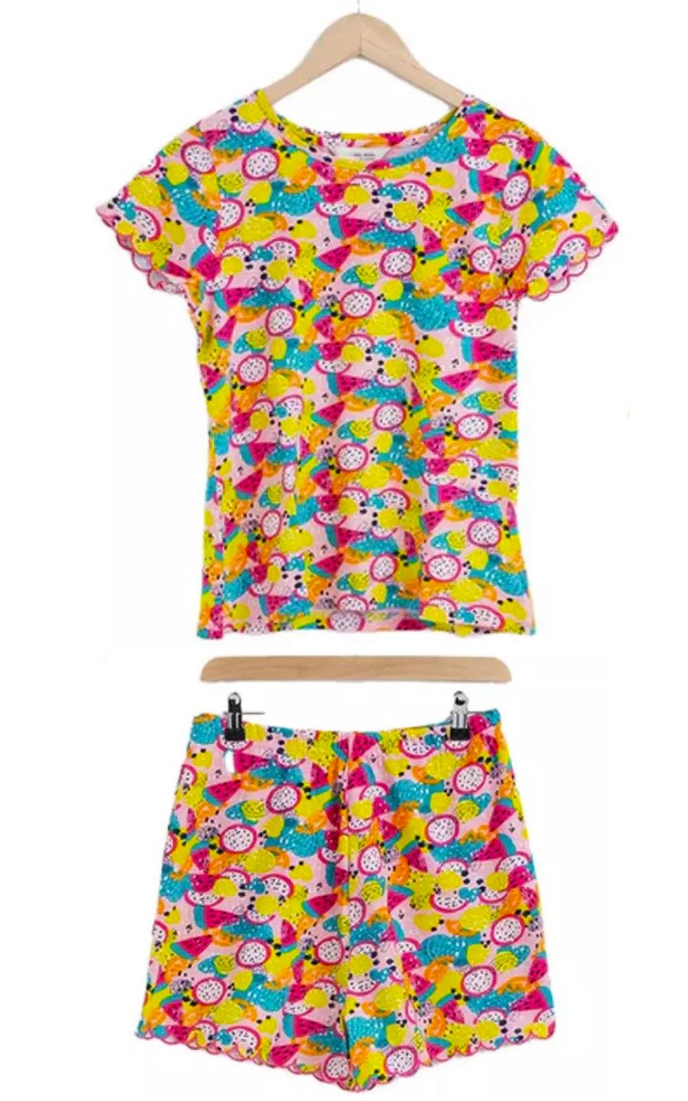 Ladies Pyjama Set PJS Short Sleeve Cotton Fruits Printed PJ Nightwear S to XL