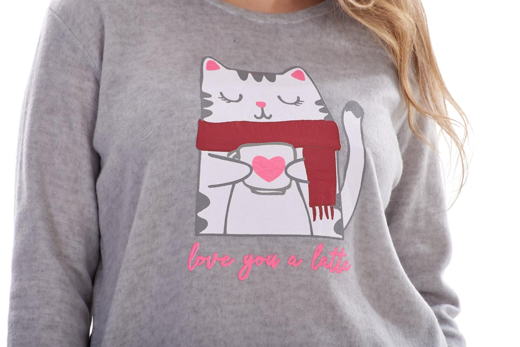 Ladies Fleece Pyjamas Printed Winter Warm PJ'S Nightwear RRP £20