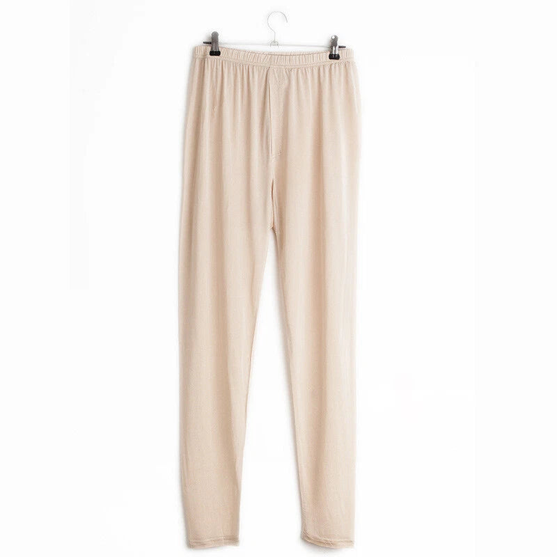 Men 100% Mulberry Silk Thermal Underwear Pajama Set Long Johns Base Layer Sets